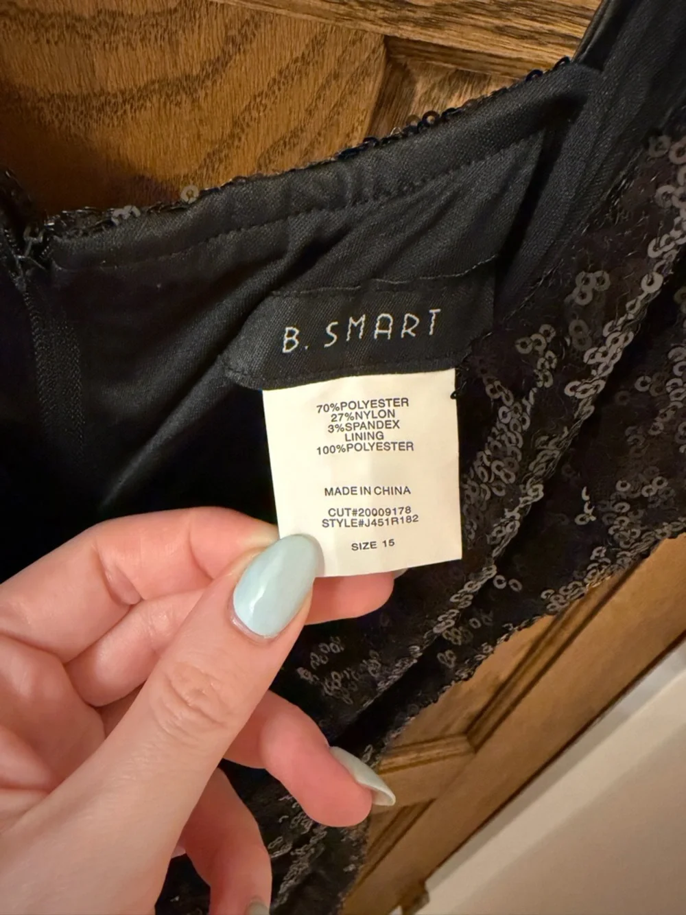 B. Smart Black Sequin Mini Dress with Spaghetti Straps NWOT - Picture 7 of 7